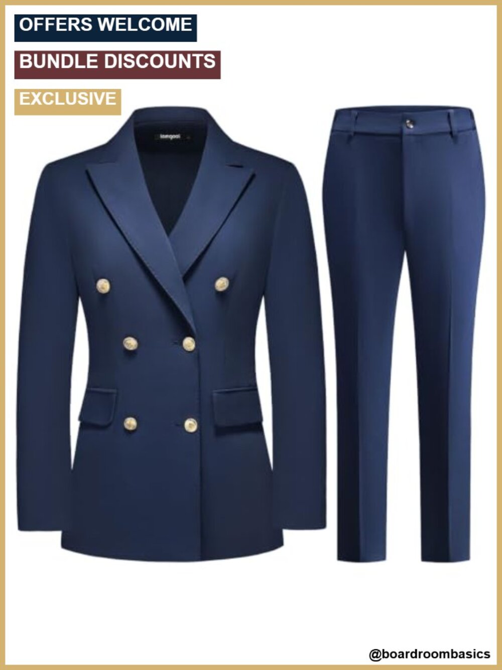 Women Double Breasted Blazer Pants Suit Set Peak Lapel Straight Leg